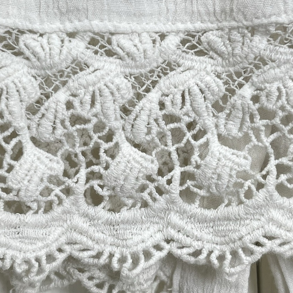 Chico's Women's Lace Trim Blouse 1P/US 8P Ivory Swiss Dot‎ Embroidered Boho-Chic - Picture 8 of 13